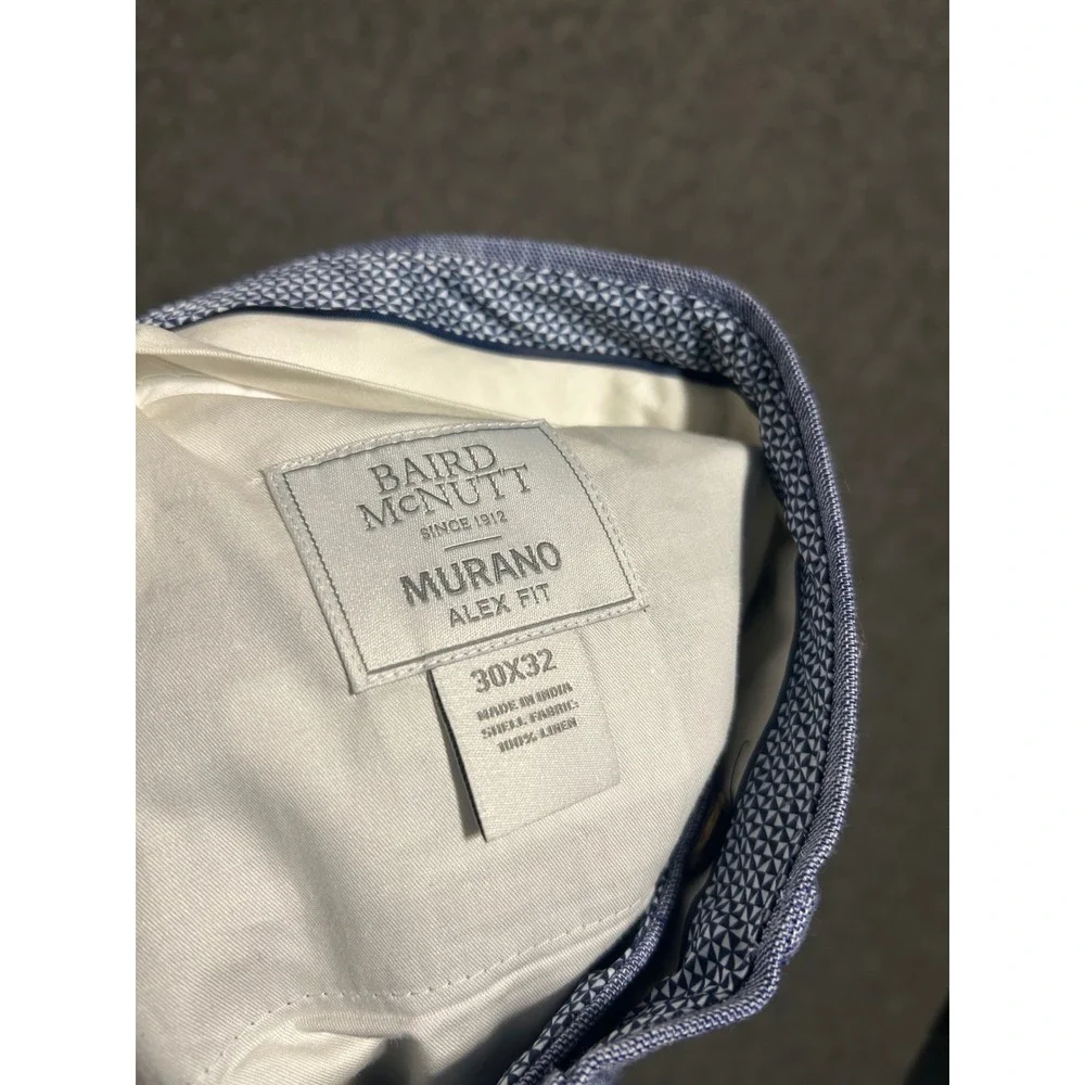 Baird mcnutt murano alex fit linen pants cuffed blue mens fit 30X31 (tag 30X32)